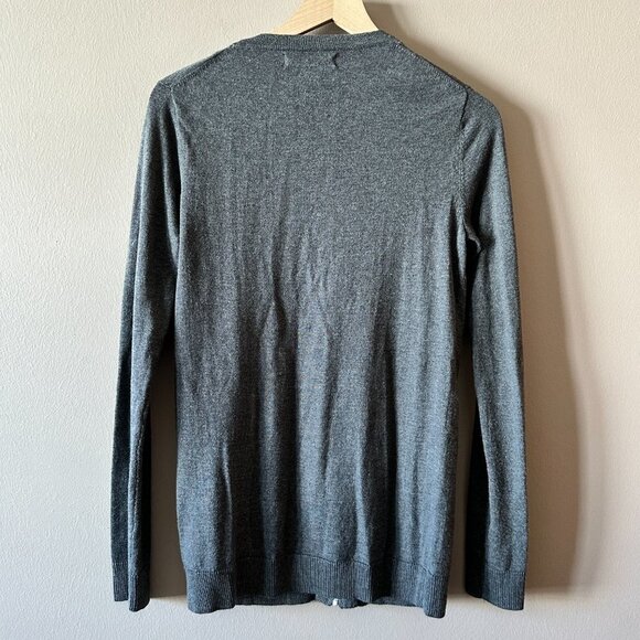 Women's S Michael Kors Zip Up Cardigan Charcoal Gray Stretch Zip Up Logo - Picture 5 of 7